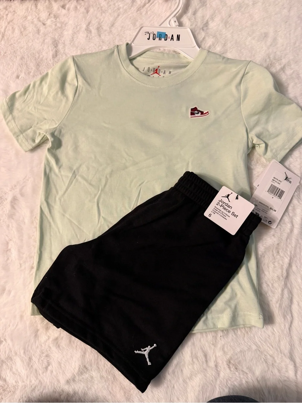 Jordan Mint Green Tee with Black Shorts Set